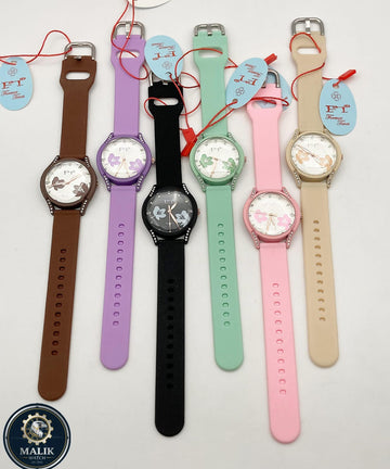 Rubber straps watch for girls